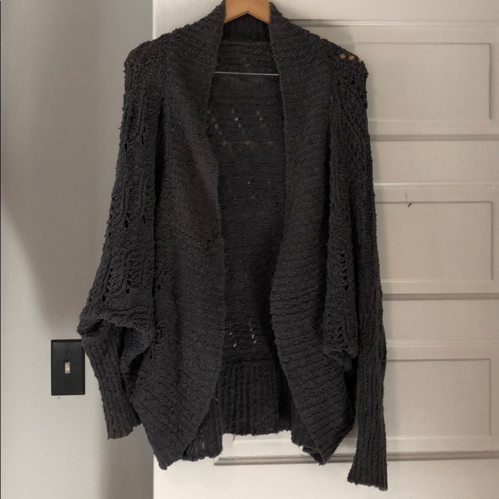 Anthropologie Grey cotton cocoon sweater size L